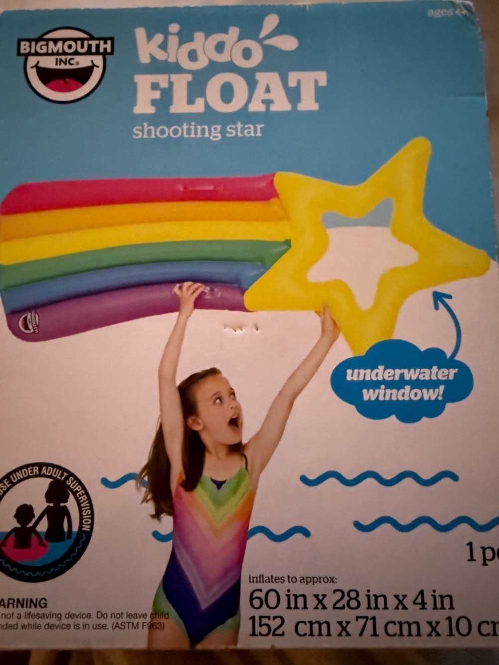 BigMouth Kiddo Float Shooting Star - Rainbow & Yellow Star